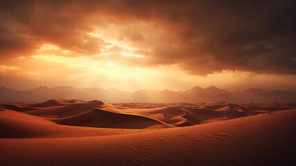 Fototapeta na wymiar desert landscape with sun