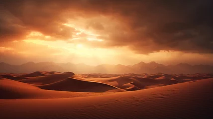 Fotobehang desert landscape with sun © Daniel