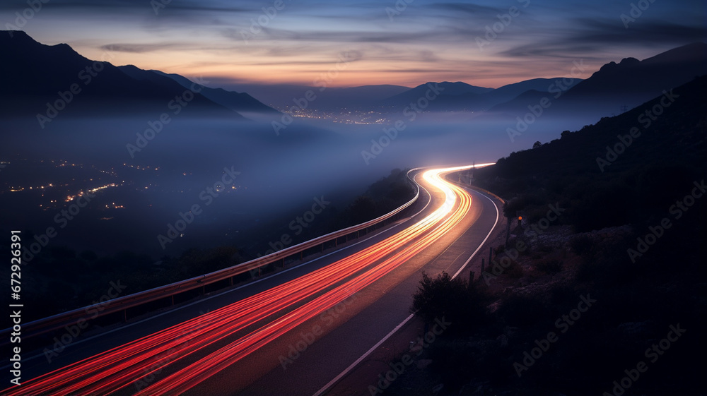 Wall mural night view of the highway in the city