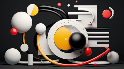 Abstract composition of spheres. Space theme. Dynamic background of various elements.