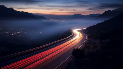 night view of the highway in the city