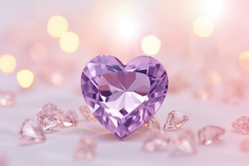 A purple heart shaped diamond surrounded by diamonds.