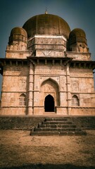 Exterior view of Darya Khan's Tomb in Madhya Pradesh, built on red stones