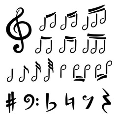 set of musical symbols and notes