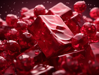 Fototapeta na wymiar Glistening Red Jelly and Berries