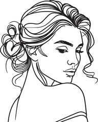 Hot girl in sexy pose black and white drawing vector