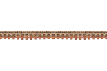 Brickwork decorative entablature from 19th century is isolated on transparent background.