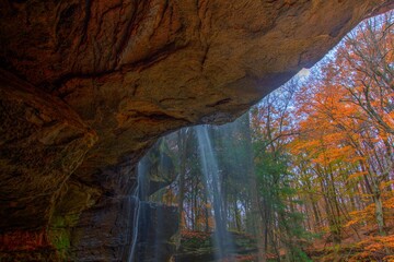 Lower Dundee Falls in Autumn, Beach City Wilderness Area, Ohio