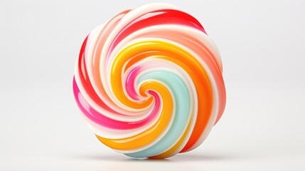 Fototapeta na wymiar Colorful, hyper-realistic candy bar on a white background. Intricate swirls, patterns, and logo. Tempting, mouthwatering treat. High-resolution, sharp focus, isolated studio shot