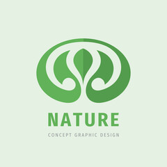 Nature green leaves concept business logo design. Ecology environmental sign. Health care icon. Flower symbol. Corporate identity. Vector illustration.  - 672932596