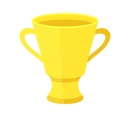 Golden Cup. Flat style. Reward for victory. First place in the championship. Success. Sports prize in competitions. Isolated object. Isometric object. Vector illustration.
