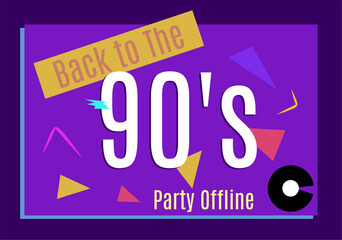 Vector of a 90s-themed party poster with a colorful, retro design