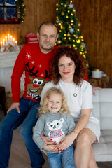 Happy family on Christmas at home