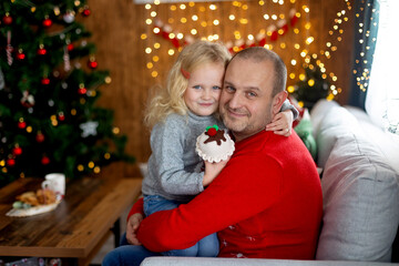 Fototapeta na wymiar Happy family on Christmas at home