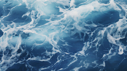 Obraz premium Blue and crystalline water. Waves in the ocean. View from above. Textured background.