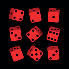 A set of dice. Cube for table, gambling. Symbol of luck or chance.