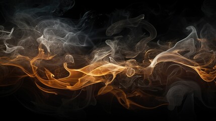 Billowing smoke patterns in a hyper-realistic, sharp-focus image. Lit cigarette releases toxic wisps, swirling upwards in the air. A dangerous habit with hazardous effects on lung health - obrazy, fototapety, plakaty