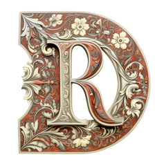 the letters 'D' and 'R' in nested monogram, with floral effect; a monogram for a doctor