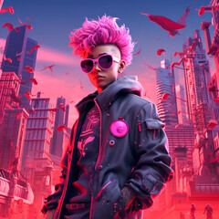 Punk Style Influencer in Neon City