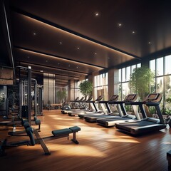 Fototapeta na wymiar fitness center interior. - Generative AI