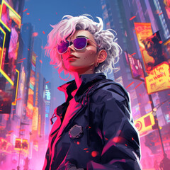 Punk Style Influencer in Neon City