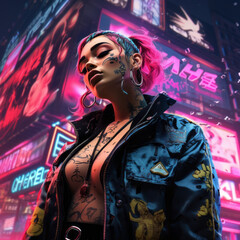Punk Style Influencer in Neon City