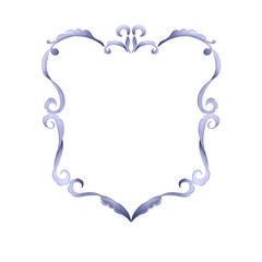 Vintage Watercolor purple crest, hand painted wedding crest design for invitation, card and print