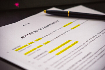 An advertising agreement temple with highlights