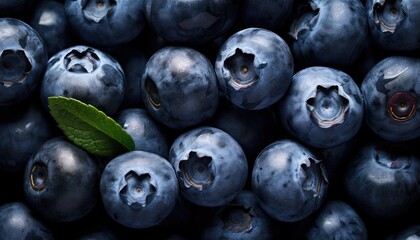Blueberries realistic detailed image top down point view shot. - obrazy, fototapety, plakaty
