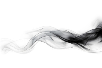 Round Wavy Black Smoke Isolated on White Background. Generative AI