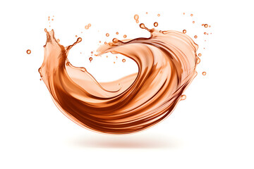 Brown Juice Wavy Splash Isolated on White Background. Generative AI