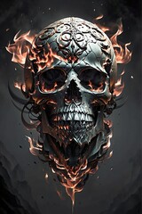 Flaming Skull, with Smoky Backdrop