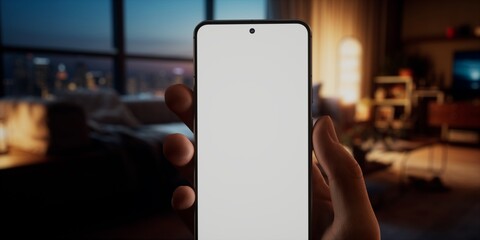 CU Caucasian man using his phone at home, daytime shot