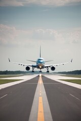 Airplane landing/taking off at airport exterior 
