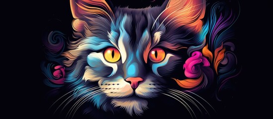 Revamped Artistic depiction of a cat in a stylized manner Original design modifying images for book covers promotional materials apparel and other mediums