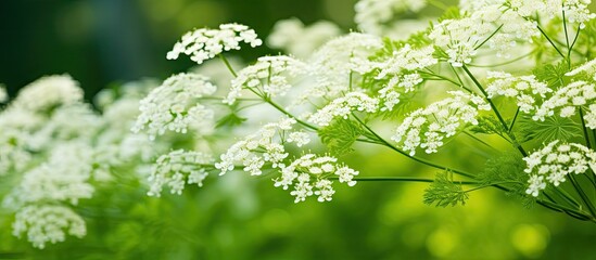During the spring a close up photograph can be taken of cow parsley or wild chervil Anthriscus sylvestris in full bloom - obrazy, fototapety, plakaty