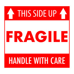 Vector graphic of this side up sticker sign for fragile object - obrazy, fototapety, plakaty