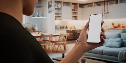 CU Caucasian woman using her phone at home, daytime shot