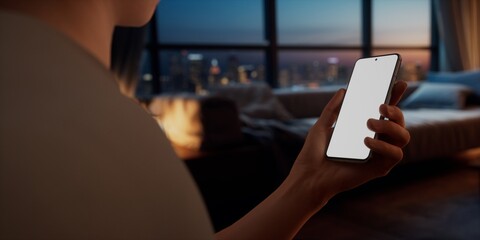 CU Caucasian man using his phone at home, daytime shot