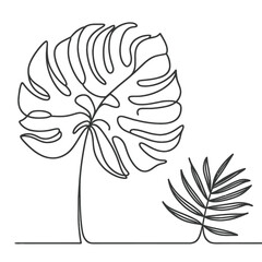 Abstract one line art leaf. Botanical prints boho vector set for wall art . Bohemian style with line art foliage. Minimalist abstract plant branch art boho design for cover, poster