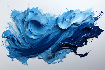 a brush of blue paint on white background - obrazy, fototapety, plakaty