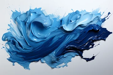 Crédence de cuisine en verre imprimé Cristaux a brush of blue paint on white background