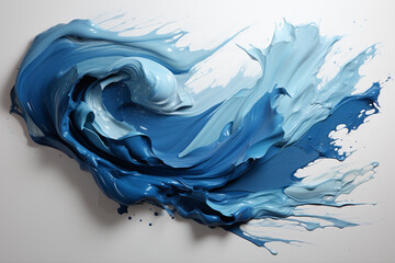 a brush of blue paint on white background