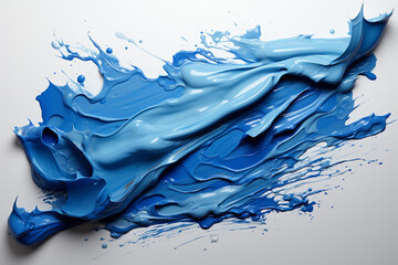 a brush of blue paint on white background