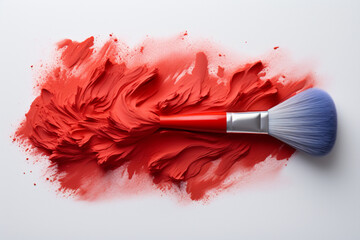 a brush of red on a white background