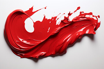 a brush of red paint on white background