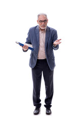 Old businessman isolated on white