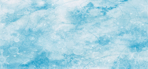 Abstract winter background with snowflakes and frosty patterns. Vector graphics. - obrazy, fototapety, plakaty