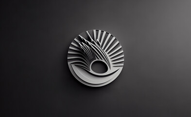 Abstract 3d rendered logo illustration of a metal. Silver Background