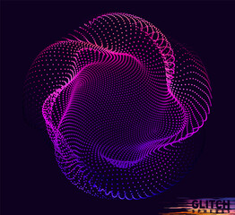Abstract vector colorful mesh on dark background. Futuristic style card. Corrupted point sphere - 672953921